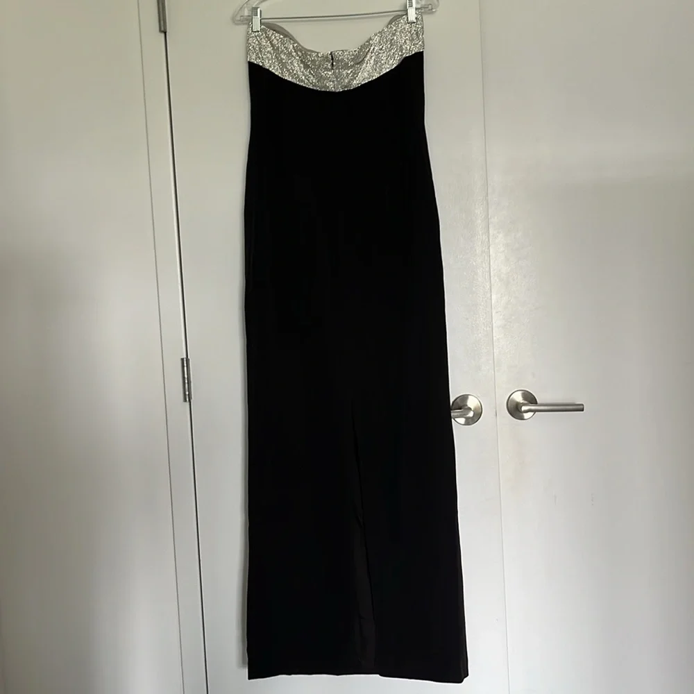 Black Strapless Gown with Crystal Embellishment Size 8 - Picture 2 of 6